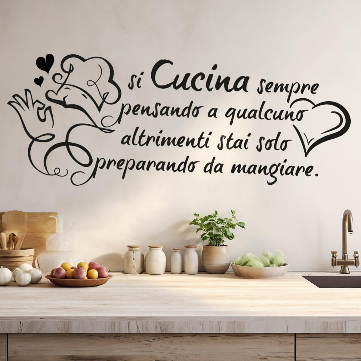 Home Cooking In French - Adesivo Murale con Citazione su Cucina