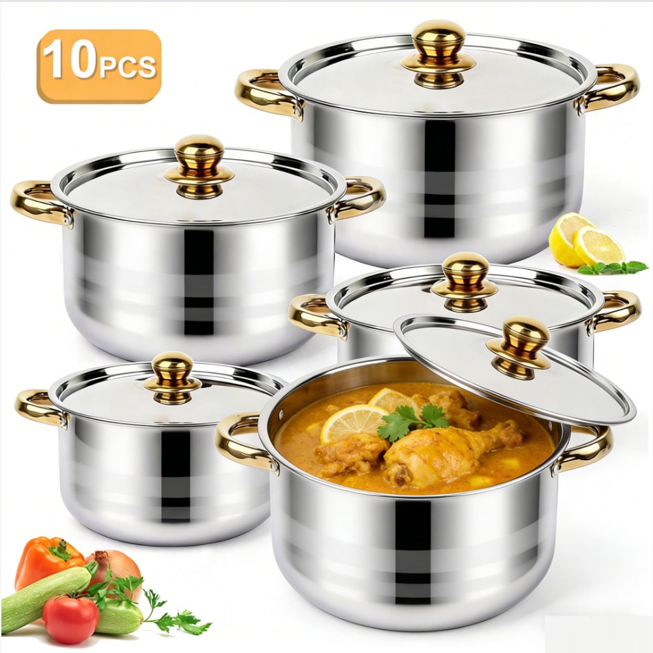 Home Cooking Set - Set di pentole in acciaio inossidabile,